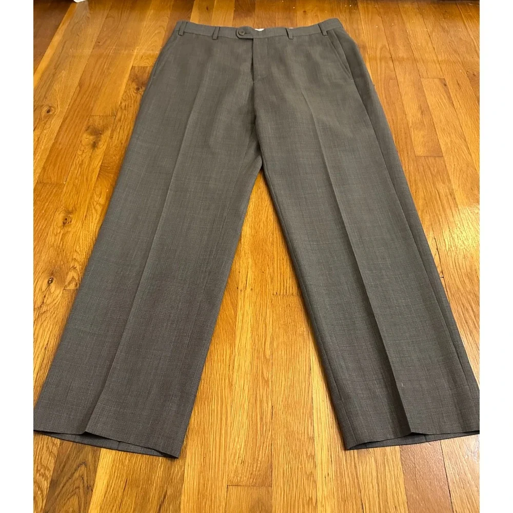 Zanella Nordstrom Todd Grey Wool Dress Pants Mens 33 Flat Front Made in Italy